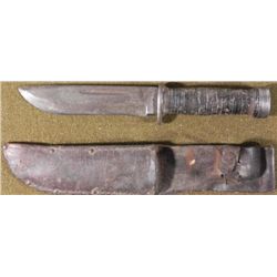 WWII US CATTARAUGUS 225Q COMBAT FIGHTING KNIFE W/SHEATH