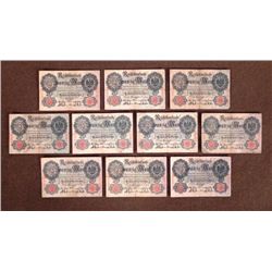 20 REICHMARK BANK NOTES FROM EARLY 1900'S