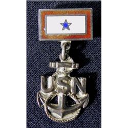 WWII US NAVY BLUE STAR SWEETHEART BROOCH- STERLING