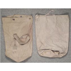 2 US WWII DUFFEL BAGS-I CANVAS-1 RAINPROOF TYPE