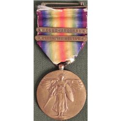 WWI U.S. VICTORY MEDAL WITH 2 BARS MEUSE-ARGONNE PIN B