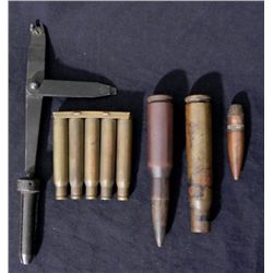 WWII ASSORTMENT BULLETS, SHELLS & RIFLE CLEANER