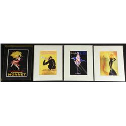 4 Vintage Advertising Posters Prints Grace Kelly,Monnet
