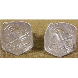 VINTAGE PAIR OF COIN CUFFLINKS SOUVENIR LUCAYA BAHAMAS