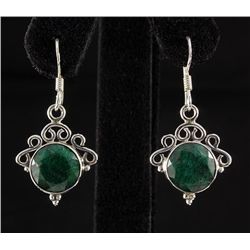 EMERALD BERYL 22.80CTW SILVER HOOK EARRING