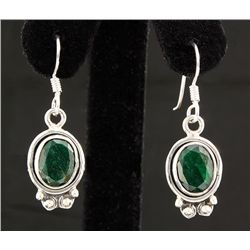 EMERALD BERYL 25.18CTW MINI SILVER HOOK EARRING