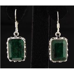 EMERALD BERYL 36.34CTW SILVER HOOK EARRING