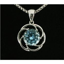 5.75CTW Blue Topaz Flower Design .925 Pendant 2.18g