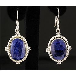 SAPPHIRE CORRUNDUM 44.01CTW SILVER HOOK EARRING