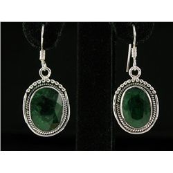 EMERALD BERYL 40.78CTW SILVER HOOK EARRING