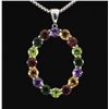 Image 1 : 8.10CTW Multi-color Semi Precious Oval Pendant 2.94g