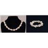 Image 1 : RICE PEARL & ROSE QUARTZ 515.60CTW NECKLACE & BRACELET