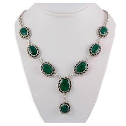 278.5ctw Natural Emerald Fashion Silver Necklace