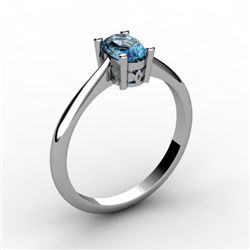 Aqua Marine 0.40 ctw Ring 14kt White Gold