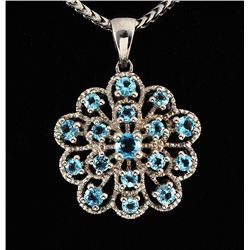 Sky Blue Topaz Stones 1.96ctw Silver Pendant 4.75g