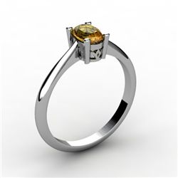 Citrine 0.45 ctw Ring 14kt White Gold