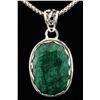 Image 1 : NATURAL EMERALD BERYL 42.85CTW SILVER PENDANT