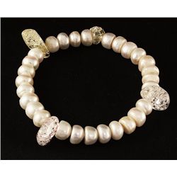 105.54CTW WHITE FRESHWATER PEARL ELASTIC BRACELET