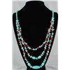 Image 1 : 476.50CTW CHUNKY TURQUOISE W/ RED CORAL NECKLACE