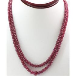 Natural Ruby Round  Beads Necklace 258 ctw. w/brass cla