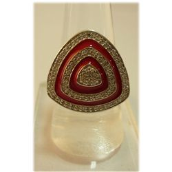 32.35 ctwRed  handwork Ring .925 Sterling Silver