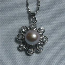 PURPLE PEARL FLOWER CZ NECKLACE;