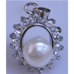 WHITE PEARL AND CZ PENDANT