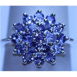 13.40 CTW TANZANITE RING .925 STERLING SILVER