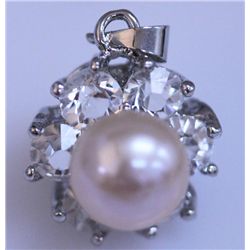 PEACH PEARL AND CZ PENDANT