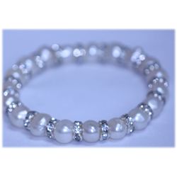 82.50 CTW WHITE PEARL AND CZ BRACELET