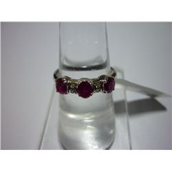 11.75 CTW DIAMOND AND RUBY RING .925 STERLING SILVER