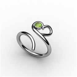 Peridot 0.12 ctw Heart Design Ring 18kt W/Y Gold
