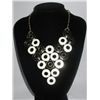 364CTW BLACK-WHITE CIRCULAR BRASS NECKLACE;18INCH