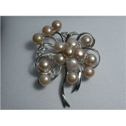 BOUQUET PEACH PEARL CZ BROOCH AUTHENTIC PHILIPPINE PEAR