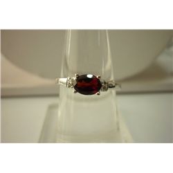 10.20 ctw Garnet and diamond  Ring .925 Sterling Silve