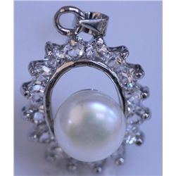 WHITE PEARL AND CZ PENDANT