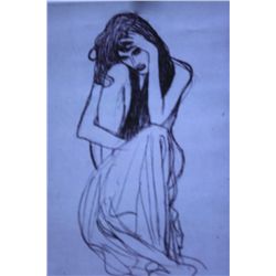 Woman Crouching black and white