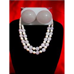 NATURAL 550 CTW FRESHWATER PEARL WITH ROSE QUARTZ STONE