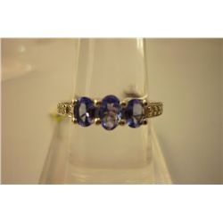 16.50 ctw Tanzanite and Diamond Ring .925 Sterling Silv