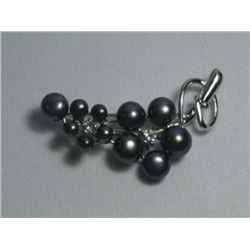 FLOWER STEM BLACK PEARL BROOCH AUTHENTIC PHILIPPINE PEA