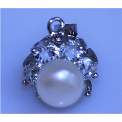 18.00 CTW WHITE PEARL AND CZ PENDANT