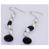 Image 1 : NATURAL 21.70 CTW PEARL/EMERALD/BLACKONEX EARRING .925