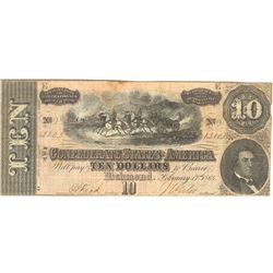 $10 1864 Confederate Note, Richmond,VA, VF-XF+