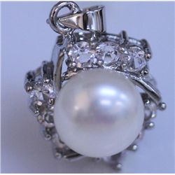 WHITE PEARL AND CZ PENDANT