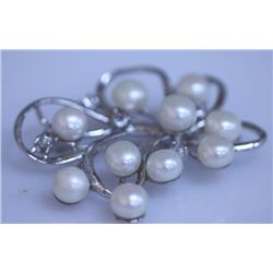 WHITE PEARL AND CZ BROOCH