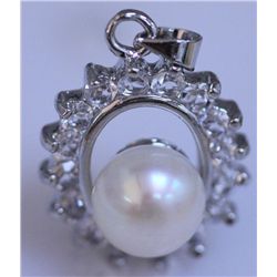 WHITE PEARL AND CZ PENDANT