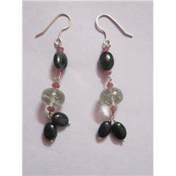 NATURAL 25.90 CTW BLACKONEX, SEMIPRECIOUS EARRING .925