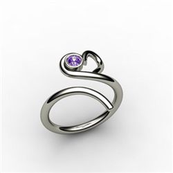 Amethyst  0.10 ctw Heart Design Ring 18kt W/Y Gold