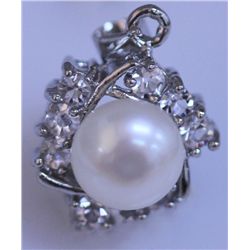 WHITE PEARL AND CZ PENDANT