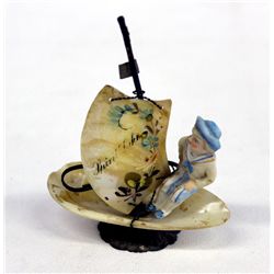 Victorian Porcelain and Shell Boat Souvenir
